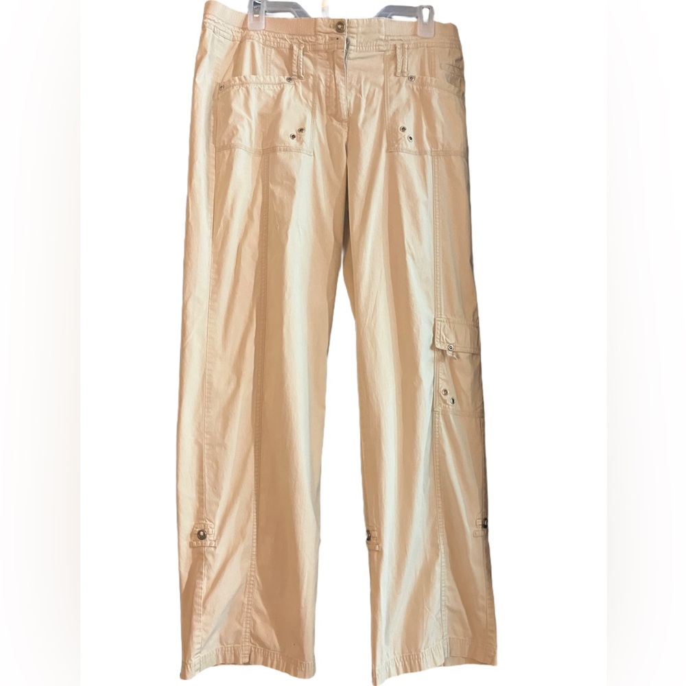 NW NWOT Chico’s Women’s Beige Multi Pocket Cargo Pants Slacks Size 0.5, 6 Small